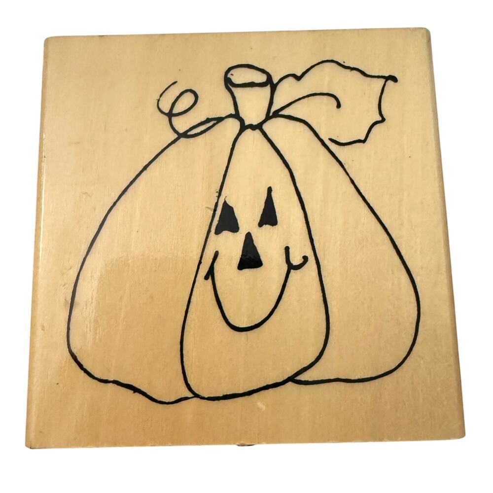 Anita's Large Pumpkin Halloween Jack O Lantern Rubber Stamp